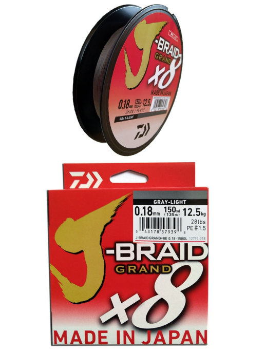 Леска плетеная "J-Braid Grand X8", 0.18мм, 135м